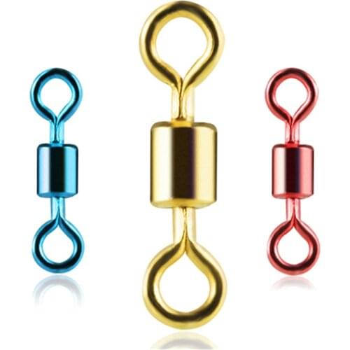 20pcs Plating multicolor Fishing Barrel Bearing Rolling Swivel Solid Ring LB Lures multi-Color stainless steel Fishing Connector