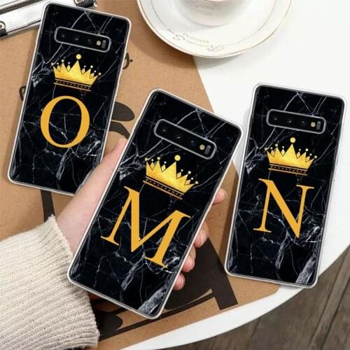 26 Letter Crown Custom M Silicon Phone Case For Samsung Galaxy A51 A71 A70 A50 A40 A30 A20E A10S A01 A21 A6 A7 A8 A9 Plus + Cove