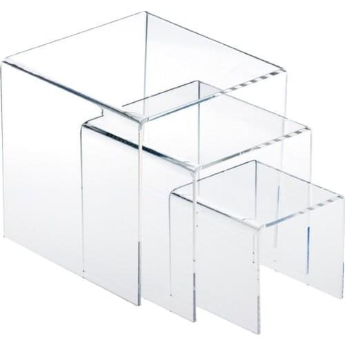 3'' 4'' 5'' Square Acrylic 1/8" Riser Display Stands Showcase Set Clear