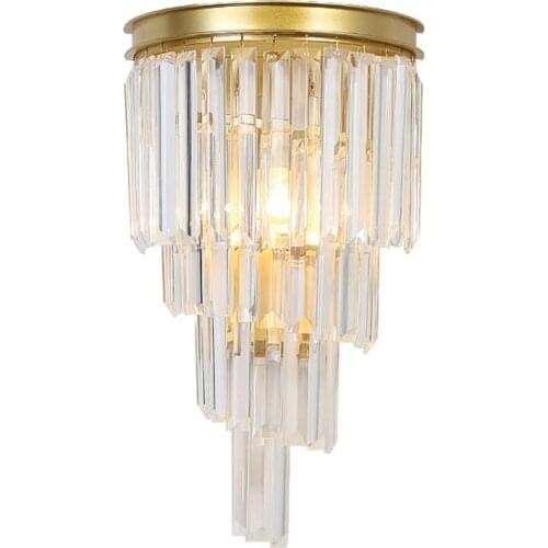 American Simple Crystal Wall Lamp Bedroom Bedside Wall Light Retro Living Room Crystal Light Modern Corridor Balcony Stair Lamps