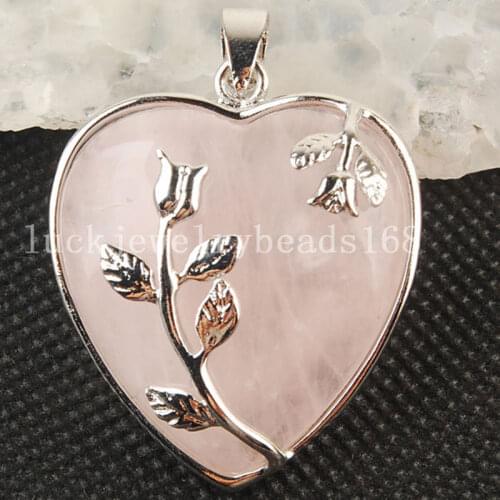 Free Shipping Women Fashion Jewelry 36x31mm New Fashion Pink Crystal Heart Art Pendant Bead C3562
