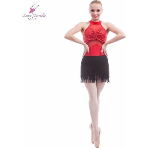 Sequin spandex bodice ballet leotard women stage performance leotard with tassel skirts