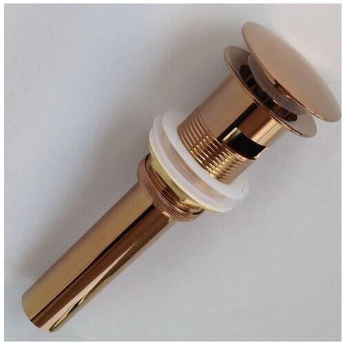 Rose Gold Color Brass Bathroom Large Round Cap Vessel Pop UP Sink Drain With Overflow Dsd040