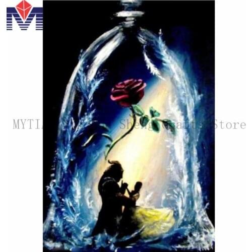 Flower,Red Rose,5D DIY Diamond Painting Full Square Round Drill Diamond Embroidery Cartoon Loves Cross Stitch Kits Home Decor
