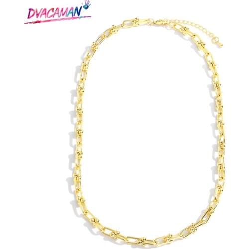 Dvacaman Punk Chain Link Rectangle Necklace for Women 2020 Jewelry Goth Copper Maxi Neck Chains Trendy Choker New Year Gifts