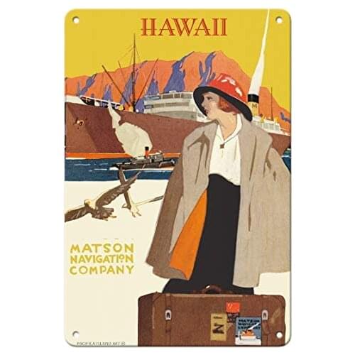 Hawaii - Matson Navigation Company - Ocean Liner c.1921 Metal Tin Sign