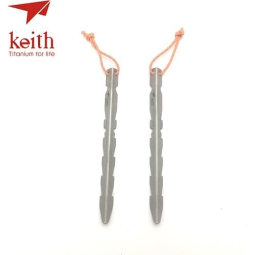 Keith Pure Titanium Tents Pegs 2Pcs Tent Stakes Portable Outdoor Camping Tent Nails Accessories Ti1204