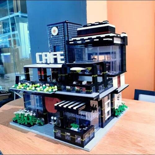 Street View Series Corner Cafe Building Block Casual Restaurants Brick Coffee Shop Modle Assemble Toys For Kid Gift Home Decor