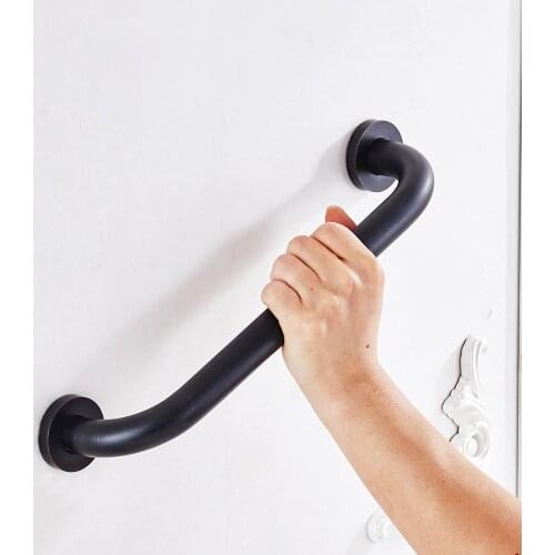 Leyden Bathtub Handrail Bathroom Tub Safety Straight Grab Bar Blackened Brass Safety Handles Wall Mounted Bathroom Accessories