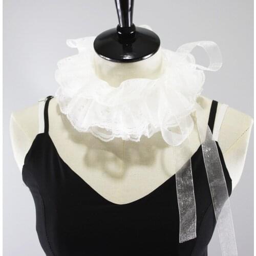 Linbaiway Women White Ribbon Fake Collar Lady Necklace Choker False Collars Female Dress Party Detachable Collars Suits Decor