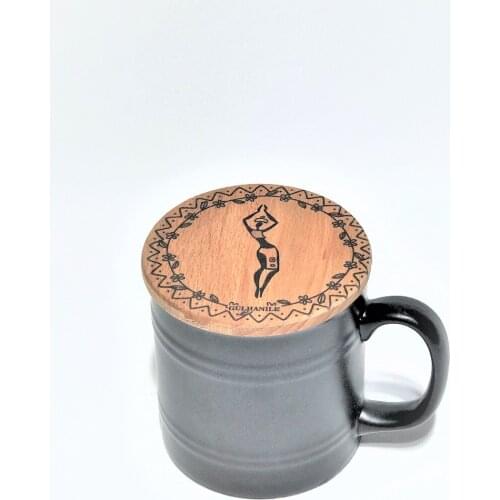 Matte Black Mug 1 Pcs Raw With Wooden Lid