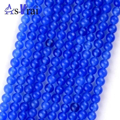 Natural Stone 3mm Blue Jades Stone Round Shape Beads For Jewelry Making Spacer Loose Beads Diy Bracelets Necklace 15inches