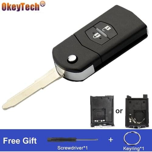 Okeytech Flip Folding Remote Car Key Shell Case Cover Fob For MAZDA 3 5 6 Series M6 RX8 MX5 Uncut Blade 2 Buttons Small/Big Set
