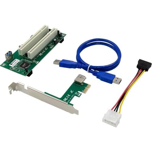 PCI Express to Dual PCI Adapter Card PCIe X1 to Router Tow 2 PCI Slot Riser Card 2.5Gbps Support Window Linux