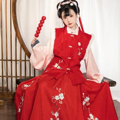 Chinese New Year Clothes Stage Costume Cosplay Dress Hanfu Women Fairy Dress Chinese Outfit Stage Costume Folk Dancewear DL7309