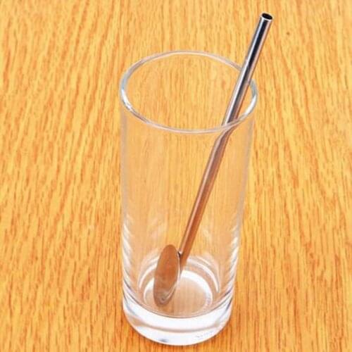 Practical Creative Stainless Steel Drinking Straw Spoon Cocktail Milk Coffee Juice Stirring Party Bar F20173304