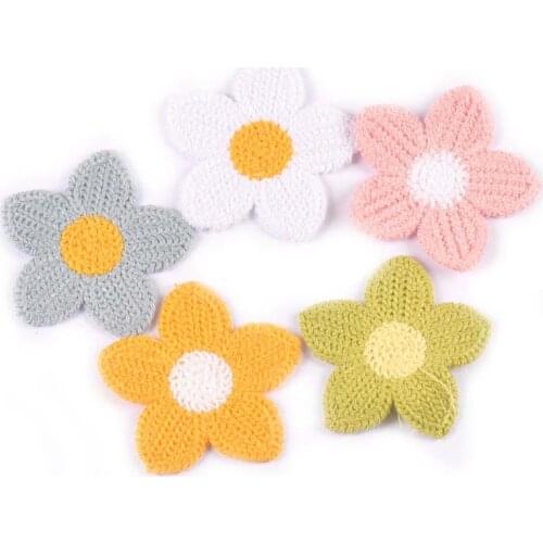 67mm 5Pcs/lot Multicolor Flower Lace Appliques For Clothing Sewing Supplies Stick-on Patches DIY Kids Accessories Garment Decor