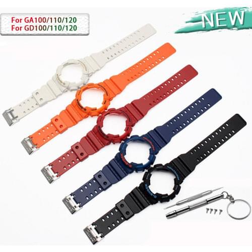 For Casio G-SHOCK GA-110 GA-100 GD-120 Rubber Sports Strap Modification Accessories, Including Case and Strap Adapter