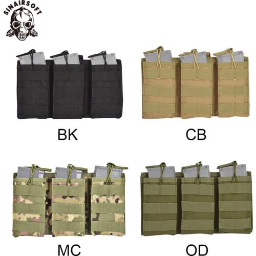 SINAIRSOFT Tactical Triple Open Top 5.56 223 Military Fast Tactical Magazine Pouch MOLLE Mag Tri Holster Ammo Bag Nylon LY2040