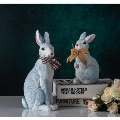 Nordic Creative Resin Cartoon Rabbit Sculpture Ornaments Home Living Room Office Desktop Furnishings Crafts Girls Birthday Gifts