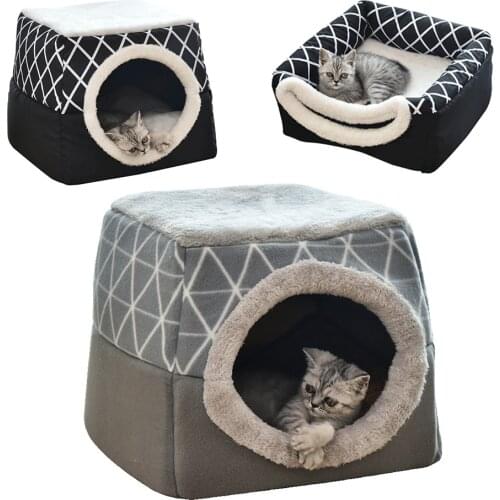 Foldable Soft Warm Closed Type Pet Cat House for Small Dogs Sleeping Mat Pad Pet Supplies All Season General