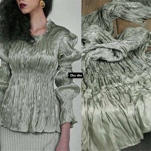 50*145cm Creases Texture Clothing Fabric Single twisted Tiny light Silky Emulation silk Polyester fibers Fabric DIY