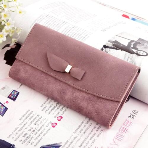 Ladies bowknot long wallet trendy multifunctional wallets Small fresh purses Frosted Card Holder Credit Card Holder Coin Purse