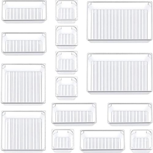 15 PCS Drawer Organizer Makeup Drawer Organizer Versatile Kitchen Bathroom Office Organizer Divider Bin
