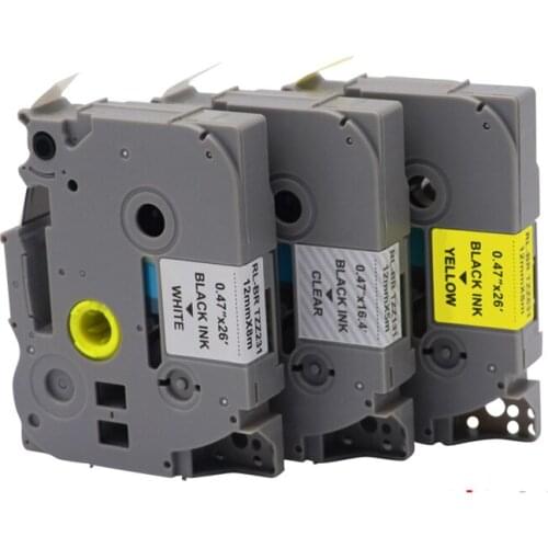 5Pcs Compatible Label Tape Black On White 12mm Tze131 Tze 131 Tze231 Tze631 Tze-131 Tze-231 Tze-631 for Brother P-touch Printer