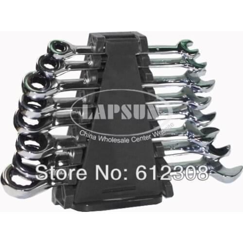 8pc/Lot Reversible Combination Metric Ratchet Wrench Ratcheting Socket Spanner Tool Set 8mm 10mm,12mm,13mm, 14mm,15mm,17mm,19mm