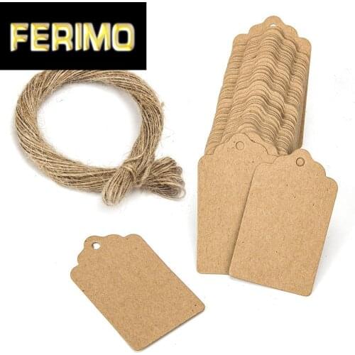 100pcs 5x3cm Kraft Paper Tag Blank Scallop Wedding Favors Craft Gift Hang Tag Packaging Label Price Tags DIY Cloth Sewing Supply