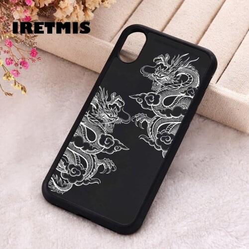 Iretmis 5 5S SE 2020 Phone Cover Case for iPhone 6 6S 7 8 Plus X Xs XR 11 12 Mini Pro Max Rubber Silicone Chinese Dragon Print