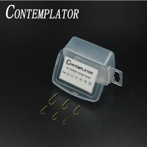 CONTEMPLATOR 30pcs Bared Light Nymph Hooks Fly Tying Hooks Eye-down 10#/12#/14#/16/18#/20# Sproat Fly Fishing Hook For Dry Fly