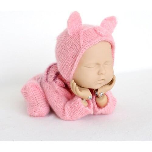 Baby Girl Photography Romper and Hat Pink Newborn Footed Romper Baby Animal Pants Set Chunk Newborn Sleeper Outfit Christmas
