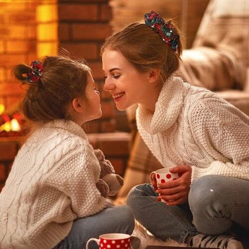 Christmas Elegant Scrunchie Snowflake Print Elastic Hair Bands For Women Girls Sweet Lovely Hair Rope Ties Cute Hair Accessories