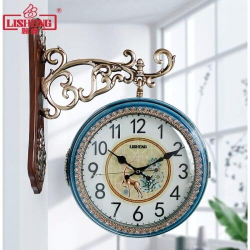 European Double-sided Wall Clock Living Room Atmosphere American Mute Quartz Clock Fashion Personality Wall Clocks