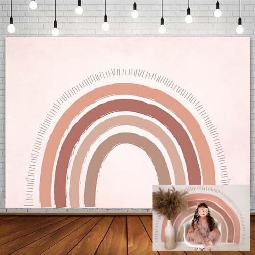 Avezano Baby Shower Photography Background Rainbow Vase Reed Backdrop Photo Studio Pink Girl Birthday Decor Photophone Photozone