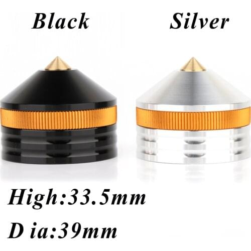 Hi-end 39-33MM Silver Aluminum alloy Brass head Speaker Spike Cone Pad Isolation Base Feet Pads