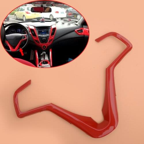 Red Plastic Car Inner Steering Wheel Decor Strip Sticker Trim Fit For Hyundai Veloster 2012 2013 2014 2015 2016 2017