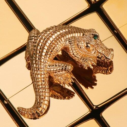 Cool 3D Gold Crocodile Metal Badge For ZP Kerosene Oil Lighter Grind Wheel Lighter DIY Decor Accessory Metal Badge Man Gift