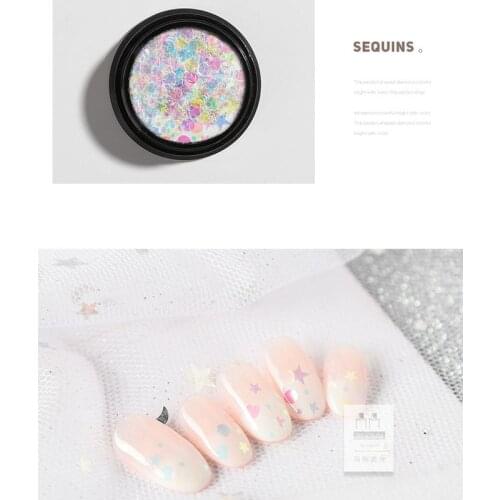 Laser Holographic Fake Nail Glitter Various paillette Nail Sequins Moon Star Heart Design for Nail Art Decoration