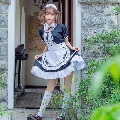 Sweet Lolita Dress Kawaii Maid Waiter Costume Women Sexy Mini Pinafore Cute Ouji Outfit Halloween Costume for Girl Plus Size