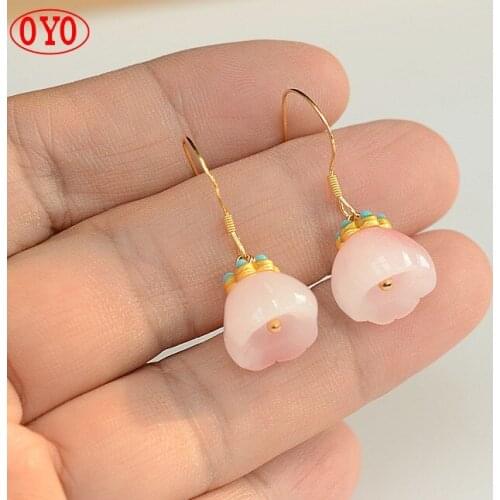 925 sterling silver sweet vintage earrings pearl pink shell earrings new trendy earrings