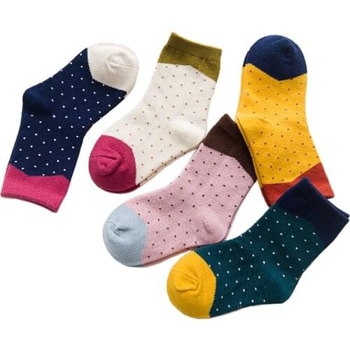 10 pieces =5 Pairs / Lot Autumn Winter New Children Socks Cotton Dot Candy Colors 1-12 Year Boys Girls Socks Kids Socks