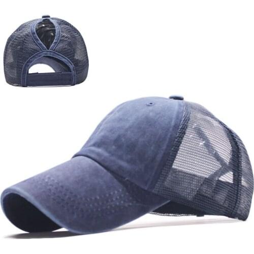 New washing baseball cap horsetail broken hole net cap European and American coating spring summer female outdoor sports sunshad