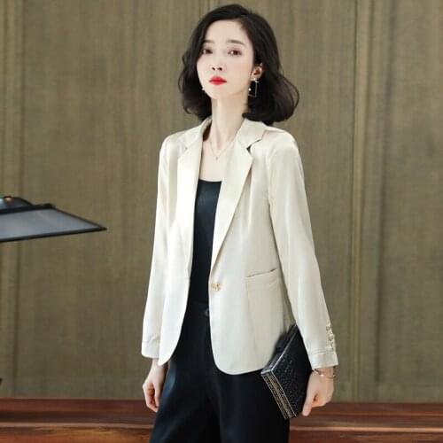 Real Silk Suit Jacket Women Spring Autumn British 2021 New Slim Fashionable Summer One-button Mulberry Silk Suit Jacket