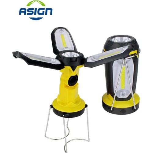 Portable Led Work Light Rechargeable Built-in Battery Foldable COB Flashlight Spotlight With Hanging Hook For Camping Lighting