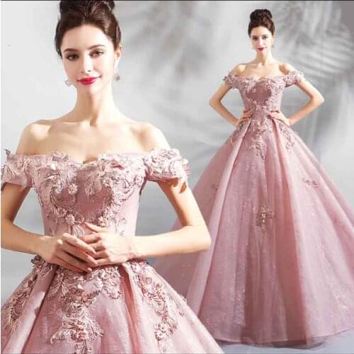 Large Size 5XL Custom Luxury Pink Party Dress Women Wedding Heavy Embroidery Red Carpet Bridla Ball Gown Dress Gift For Women