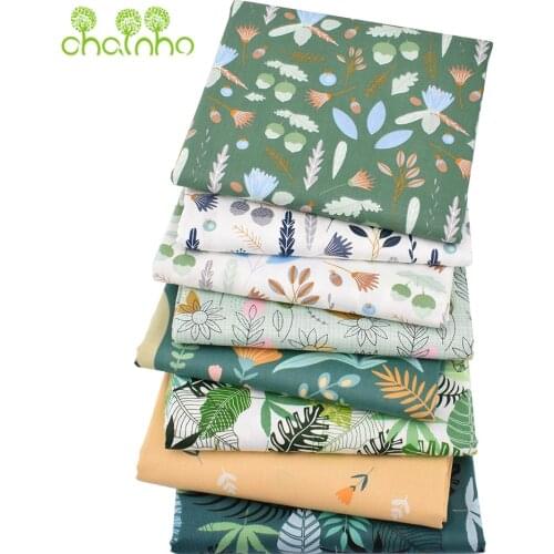 Printed Twill Cotton Fabric,Green Acorn Floral Series,Patchwork Clothes For DIY Sewing Quilting Baby&Childs Bedclothes Material