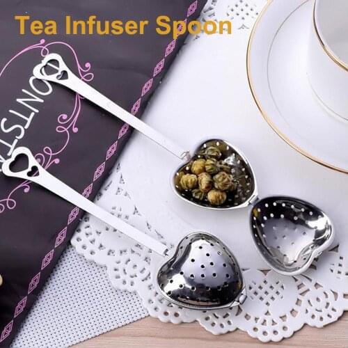 Tea Herb Spice Infuser Spoon Stainless Steel Heart Shape Strainer Filter Scoop Coffee Diffuser Kitchen Supplies Gadget Tools new